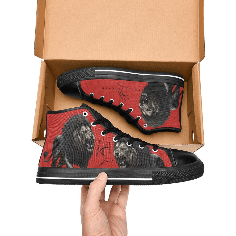 LION - RED - HIGH TOP CANVAS MEN'S SHOES ⭐⭐⭐⭐⭐