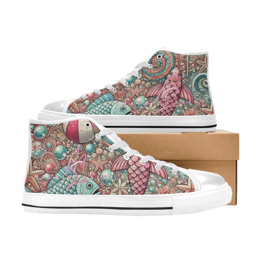 MAURISSAINT PINK FISH - HIGHTOP KIDS' SHOES ⭐⭐⭐⭐⭐