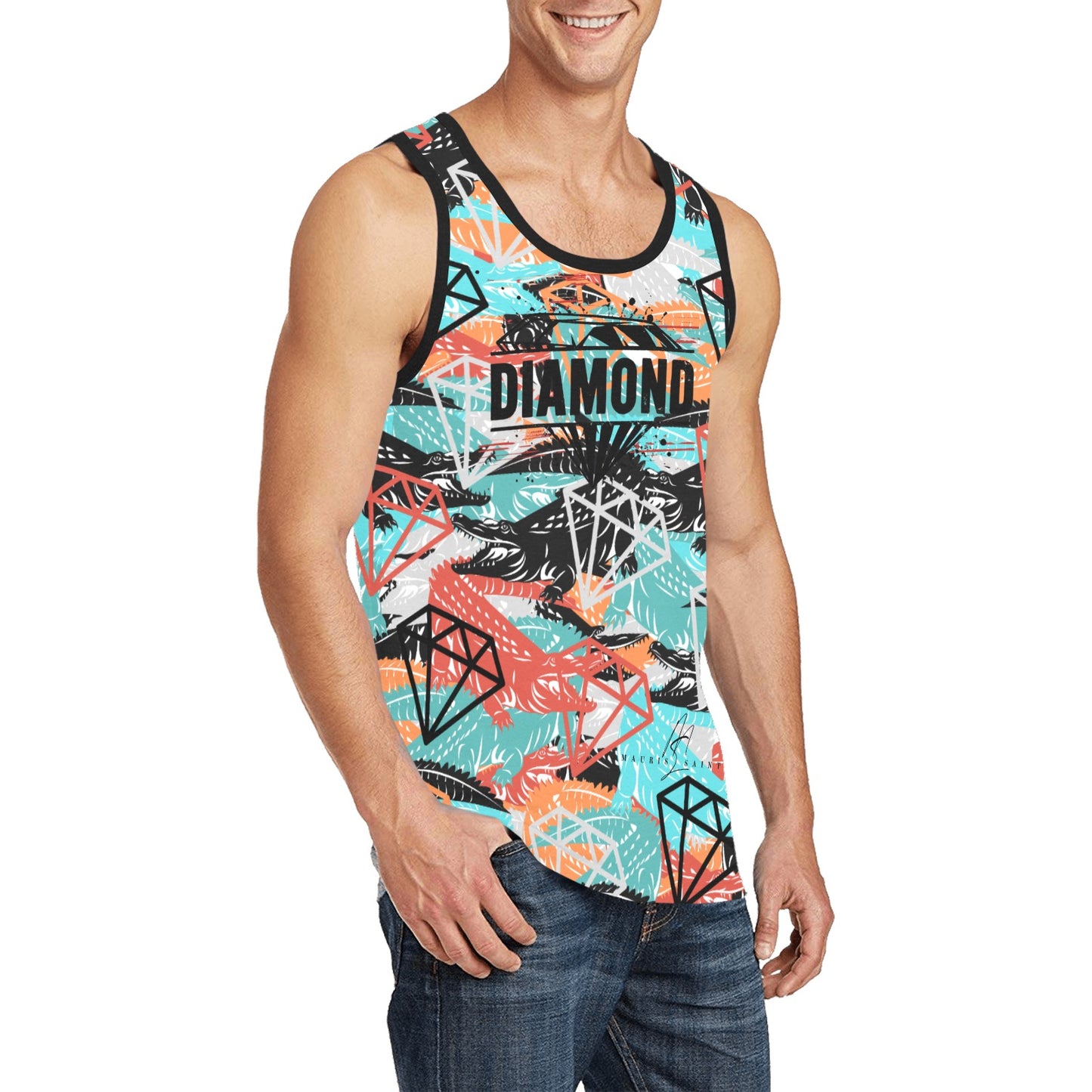 MAURISSAINT DIAMOND'S - Diamond/Croc Pattern - Men's All Over Print Tank Top ⭐⭐⭐⭐⭐