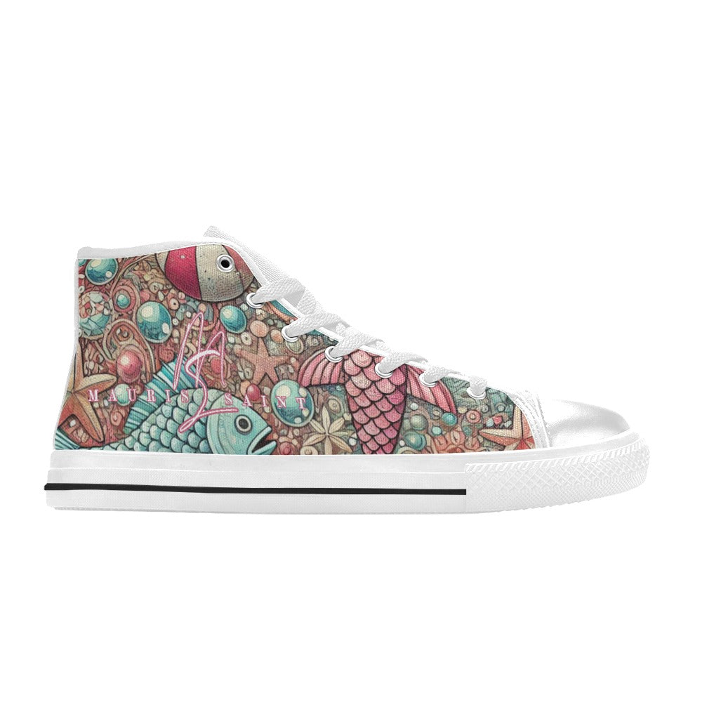 MAURISSAINT PINK FISH - HIGHTOP KIDS' SHOES ⭐⭐⭐⭐⭐