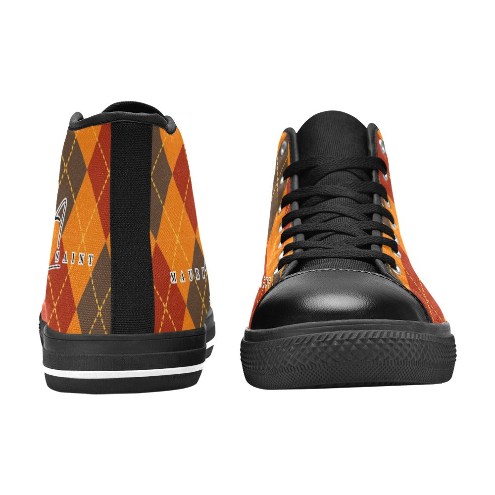 PUMPKIN SPICE PLAID - HIGH TOP CANVAS WOMEN'S SHOES ⭐⭐⭐⭐