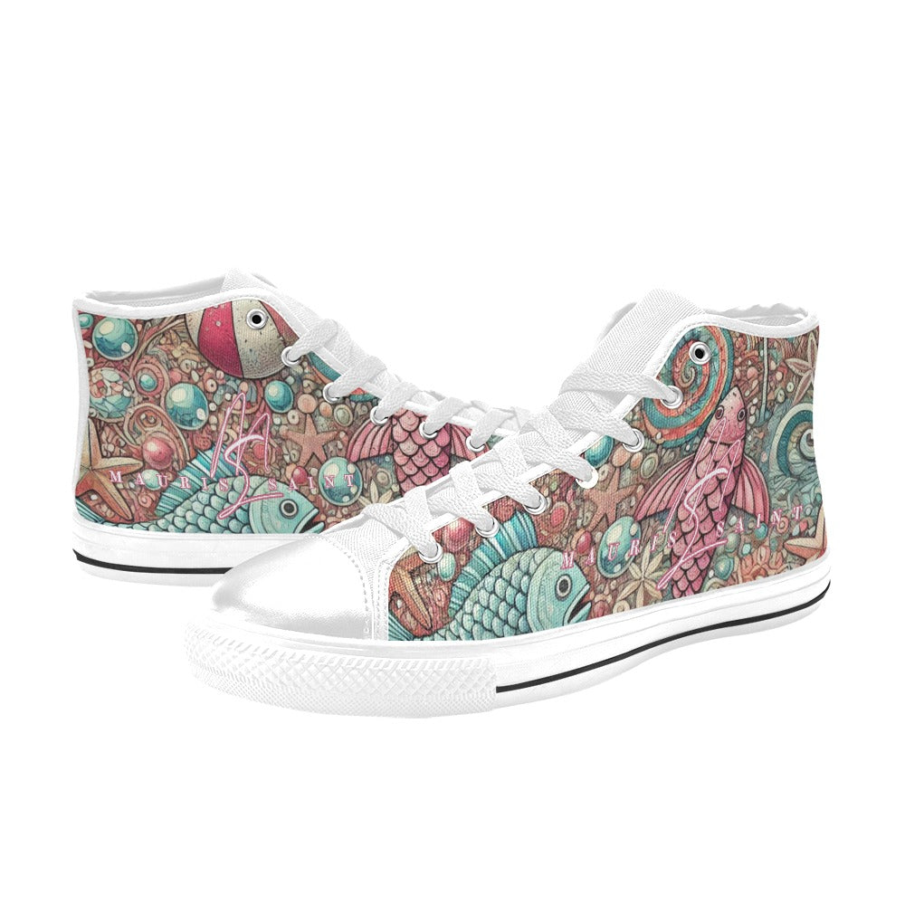 MAURISSAINT PINK FISH - HIGHTOP KIDS' SHOES ⭐⭐⭐⭐⭐