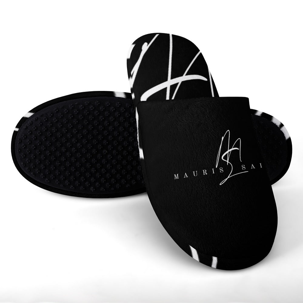 MAURISSAINT - BLACK & WHITE - HOME PLUSH SLIPPERS ⭐⭐⭐⭐⭐