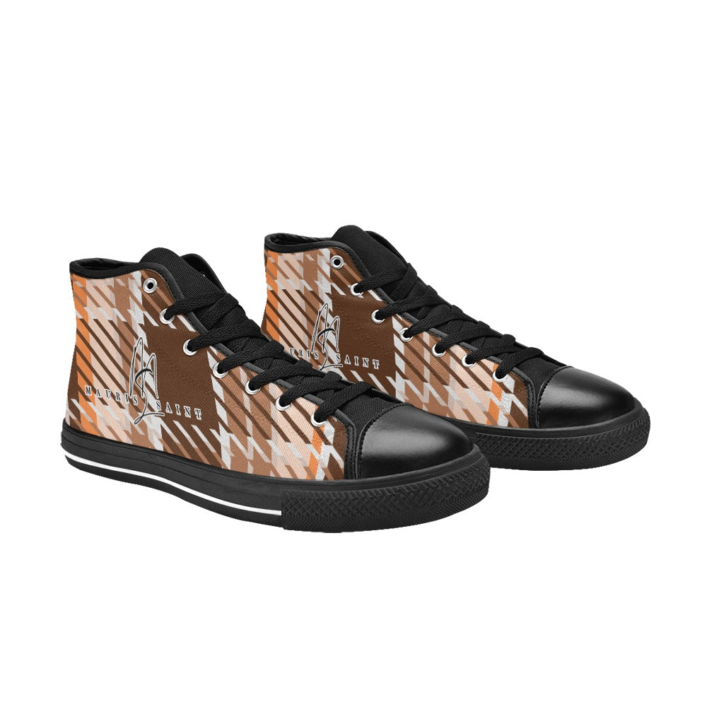 LATTE PLAID - HIGH TOP CANVAS WOMEN'S SHOES ⭐⭐⭐⭐⭐