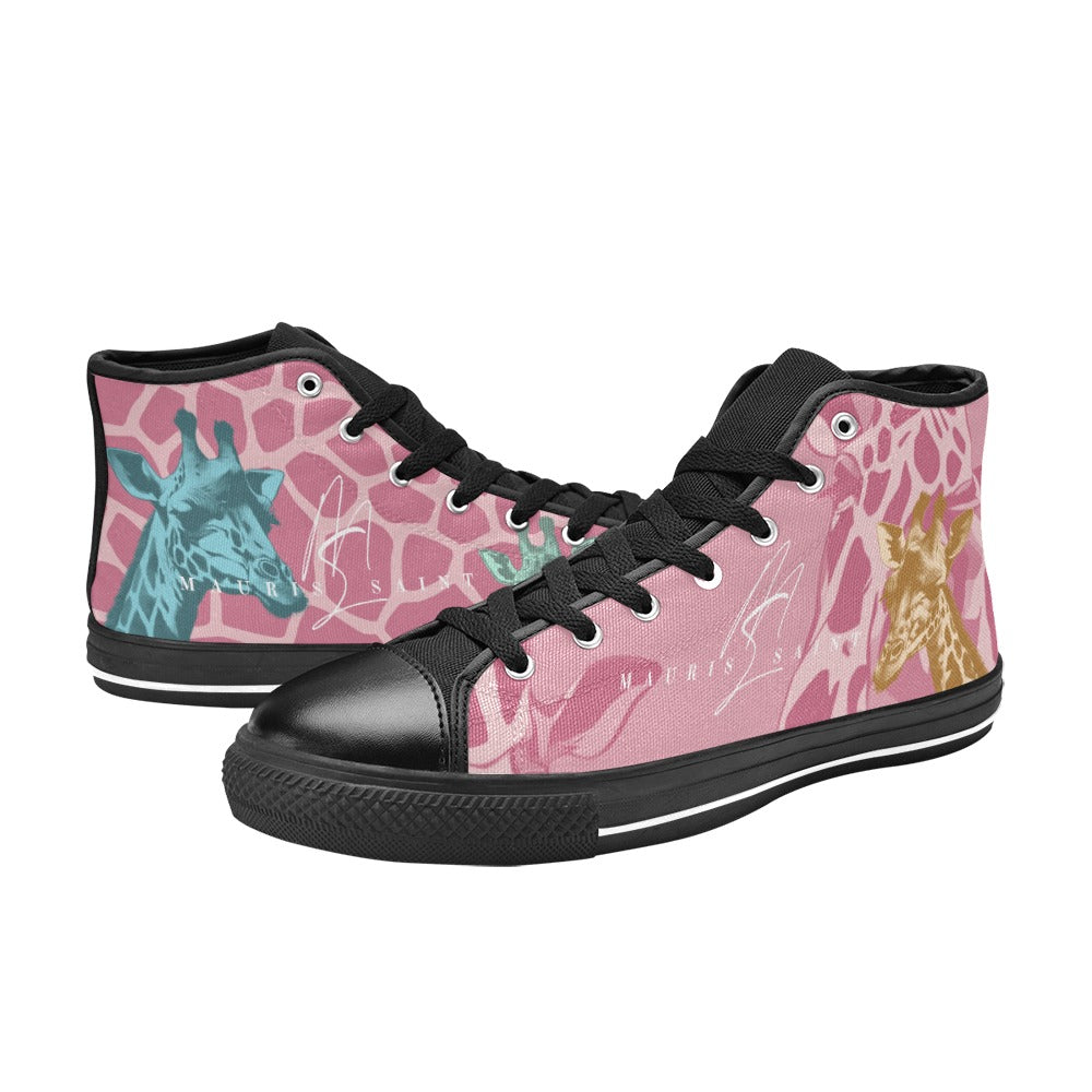 PINK GIRAFFE - HIGH TOP CANVAS WOMEN'S SHOES ⭐⭐⭐⭐⭐