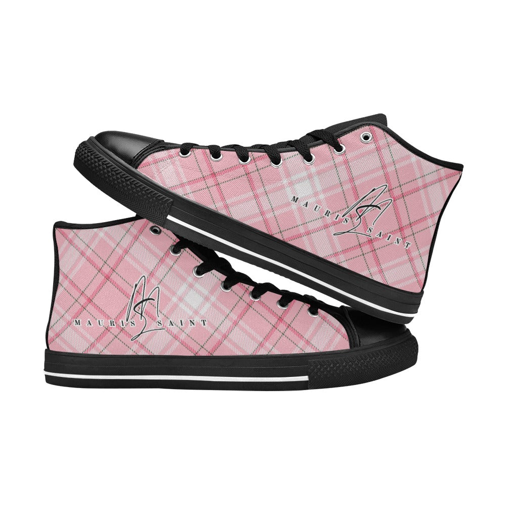 PINK PLAID - HIGH TOP CANVAS WOMEN'S SHOES ⭐⭐⭐⭐⭐