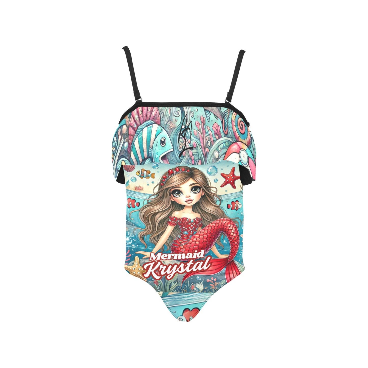 Mermaid Krystal's Special Edition 1 – Girls, Spaghetti Straps, Ruffle Swimsuit ⭐⭐⭐⭐⭐