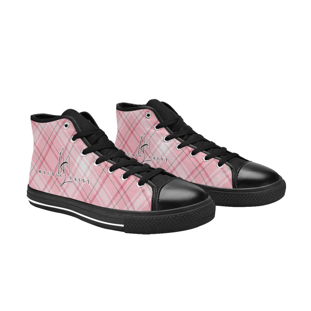 PINK PLAID - HIGH TOP CANVAS WOMEN'S SHOES ⭐⭐⭐⭐⭐