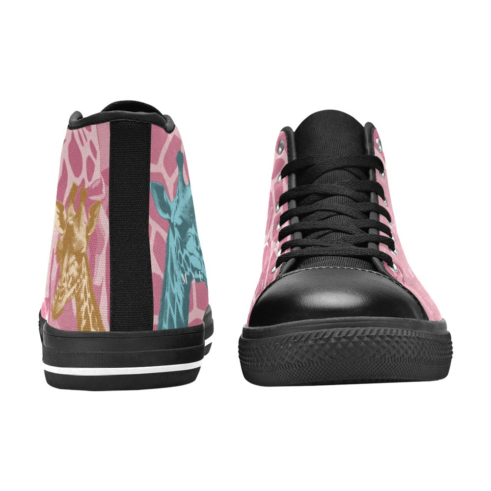 PINK GIRAFFE - HIGH TOP CANVAS WOMEN'S SHOES ⭐⭐⭐⭐⭐