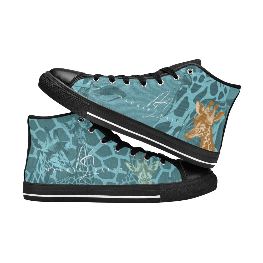 TEAL GIRAFFE - HIGH TOP CANVAS WOMEN'S SHOES ⭐⭐⭐⭐⭐