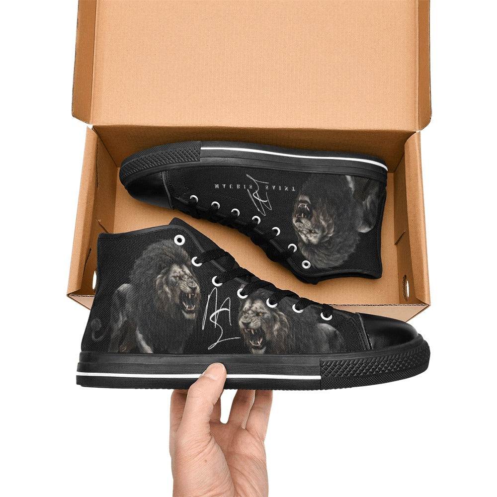 LION - BLACK- HIGH TOP CANVAS MEN'S SHOES ⭐⭐⭐⭐⭐