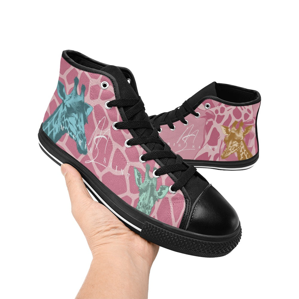 PINK GIRAFFE - HIGH TOP CANVAS WOMEN'S SHOES ⭐⭐⭐⭐⭐