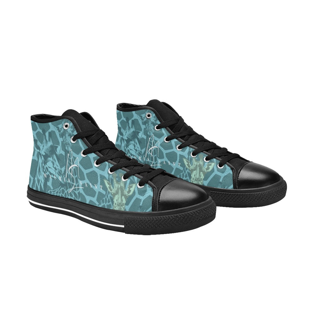 TEAL GIRAFFE - HIGH TOP CANVAS WOMEN'S SHOES ⭐⭐⭐⭐⭐