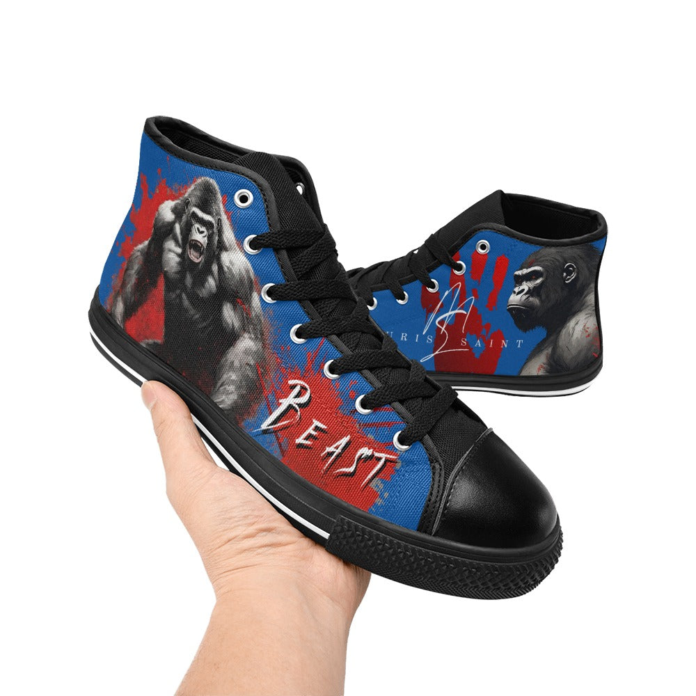 GORILLA - BEAST - BLUE - HIGH TOP CANVAS MEN'S SHOES ⭐⭐⭐⭐⭐