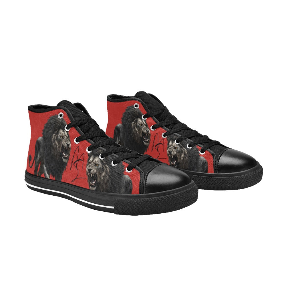 LION - RED - HIGH TOP CANVAS MEN'S SHOES ⭐⭐⭐⭐⭐