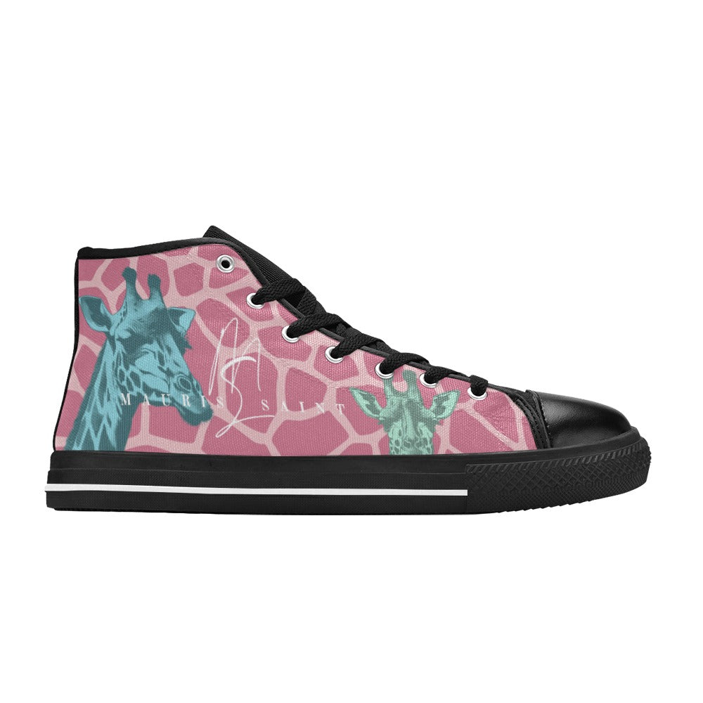 PINK GIRAFFE - HIGH TOP CANVAS WOMEN'S SHOES ⭐⭐⭐⭐⭐