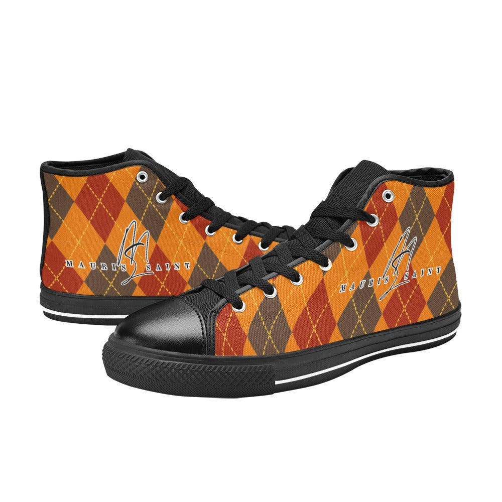 PUMPKIN SPICE PLAID - HIGH TOP CANVAS WOMEN'S SHOES ⭐⭐⭐⭐