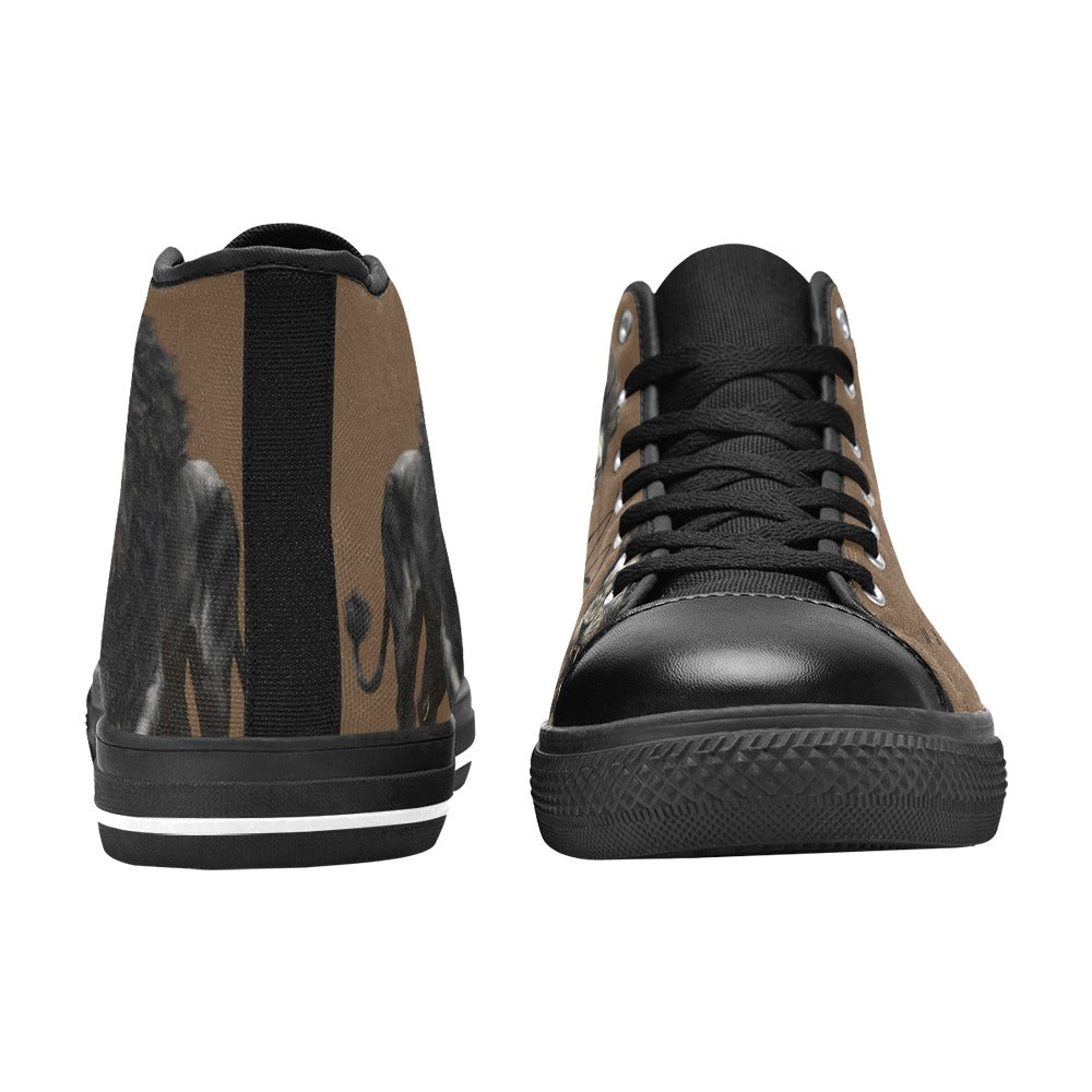 LION - BROWN - HIGH TOP CANVAS MEN'S SHOES ⭐⭐⭐⭐⭐