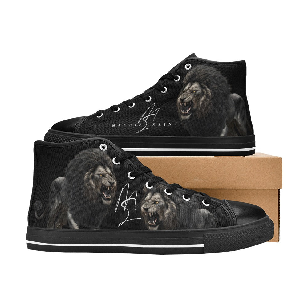 LION - BLACK- HIGH TOP CANVAS MEN'S SHOES ⭐⭐⭐⭐⭐