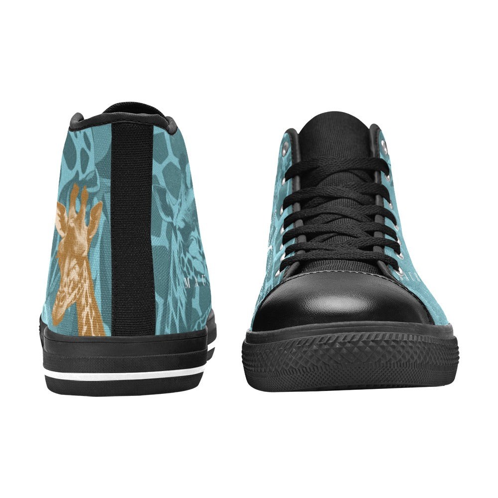 TEAL GIRAFFE - HIGH TOP CANVAS WOMEN'S SHOES ⭐⭐⭐⭐⭐