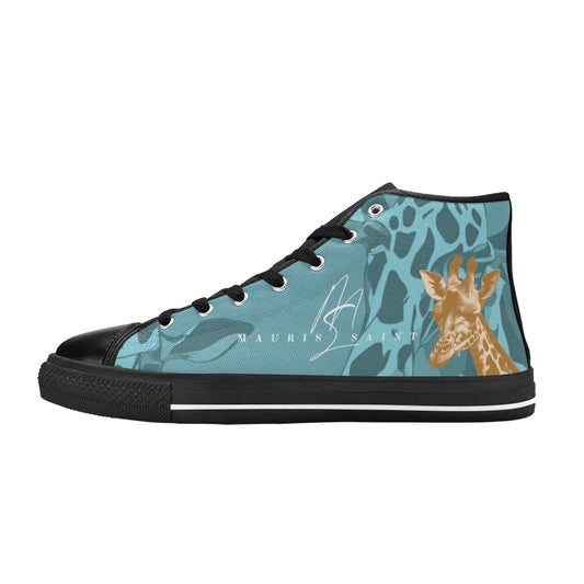 TEAL GIRAFFE - HIGH TOP CANVAS WOMEN'S SHOES ⭐⭐⭐⭐⭐