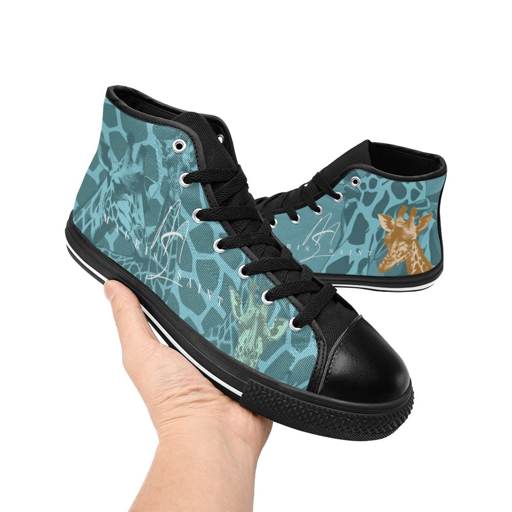 TEAL GIRAFFE - HIGH TOP CANVAS WOMEN'S SHOES ⭐⭐⭐⭐⭐