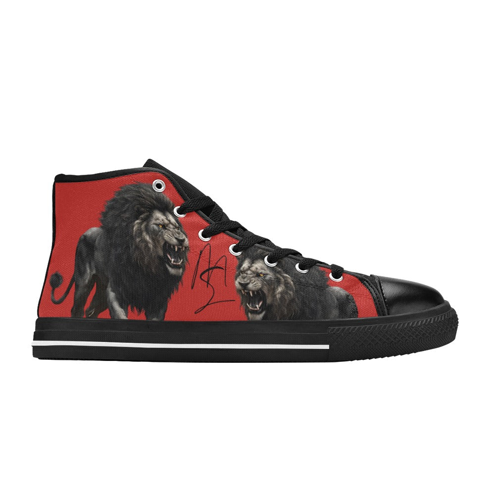 LION - RED - HIGH TOP CANVAS MEN'S SHOES ⭐⭐⭐⭐⭐