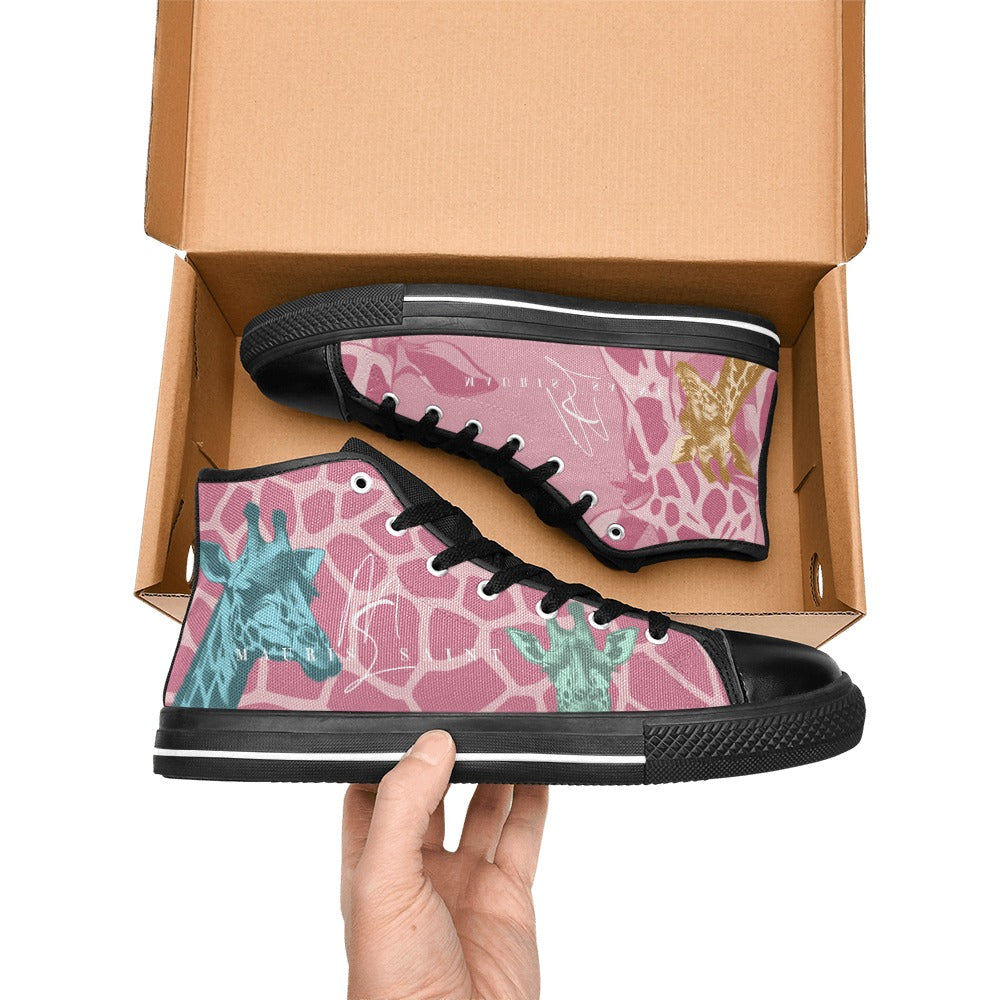 PINK GIRAFFE - HIGH TOP CANVAS WOMEN'S SHOES ⭐⭐⭐⭐⭐