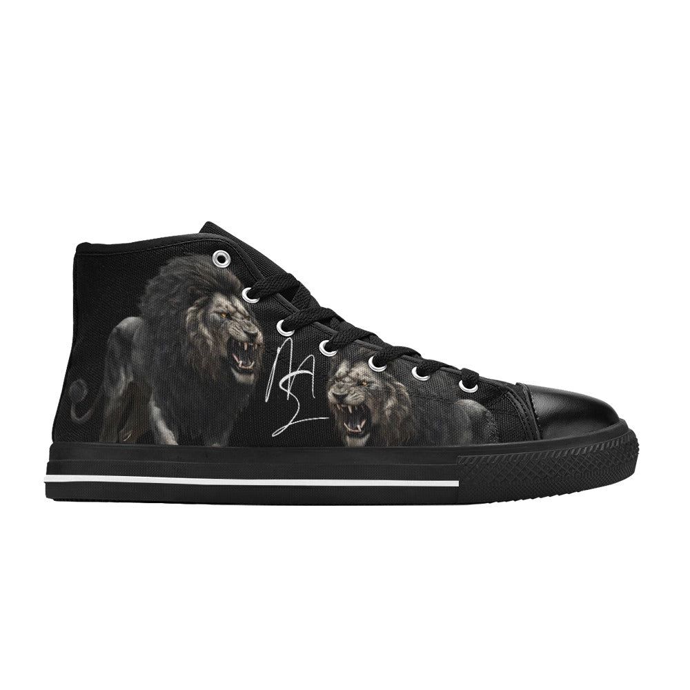 LION - BLACK- HIGH TOP CANVAS MEN'S SHOES ⭐⭐⭐⭐⭐