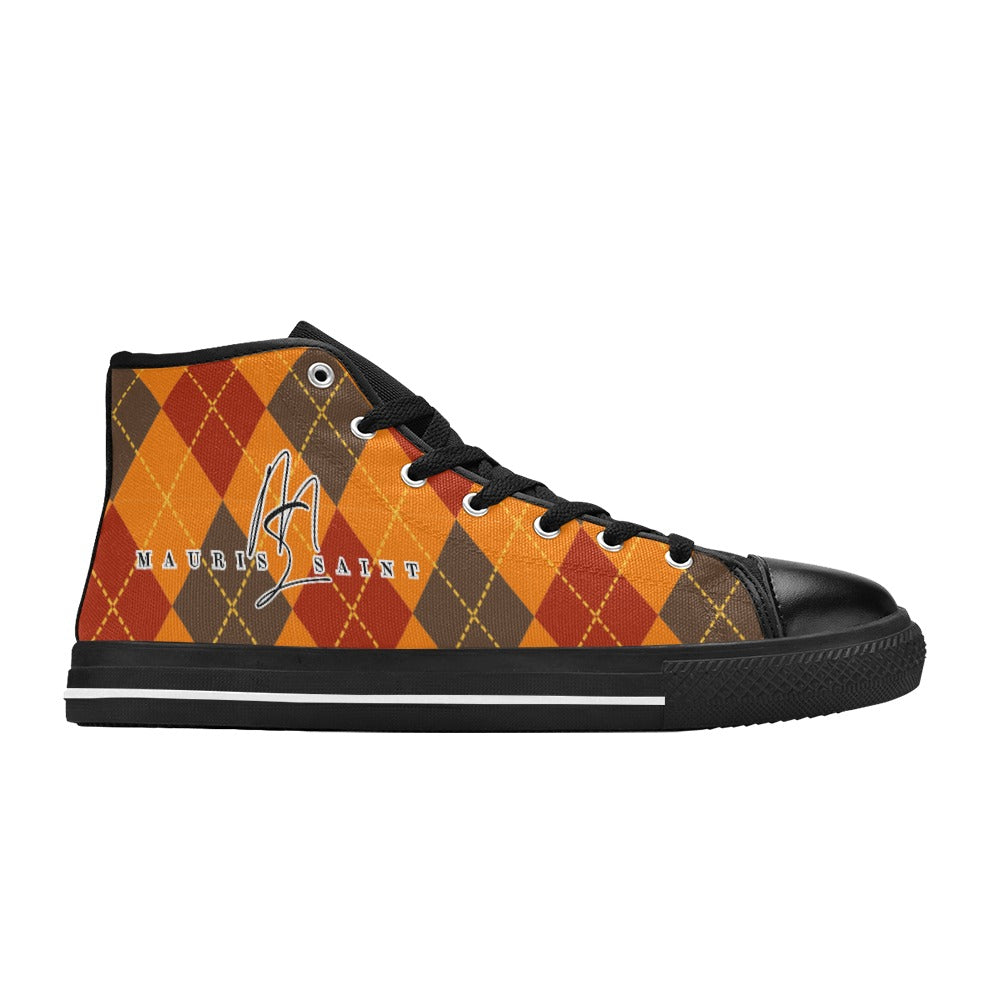 PUMPKIN SPICE PLAID - HIGH TOP CANVAS WOMEN'S SHOES ⭐⭐⭐⭐