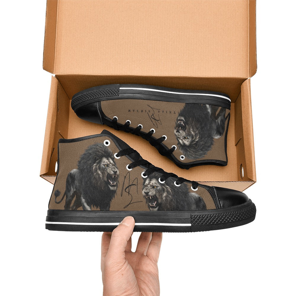 LION - BROWN - HIGH TOP CANVAS MEN'S SHOES ⭐⭐⭐⭐⭐