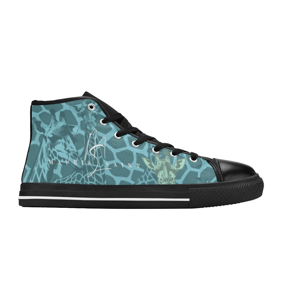 TEAL GIRAFFE - HIGH TOP CANVAS WOMEN'S SHOES ⭐⭐⭐⭐⭐