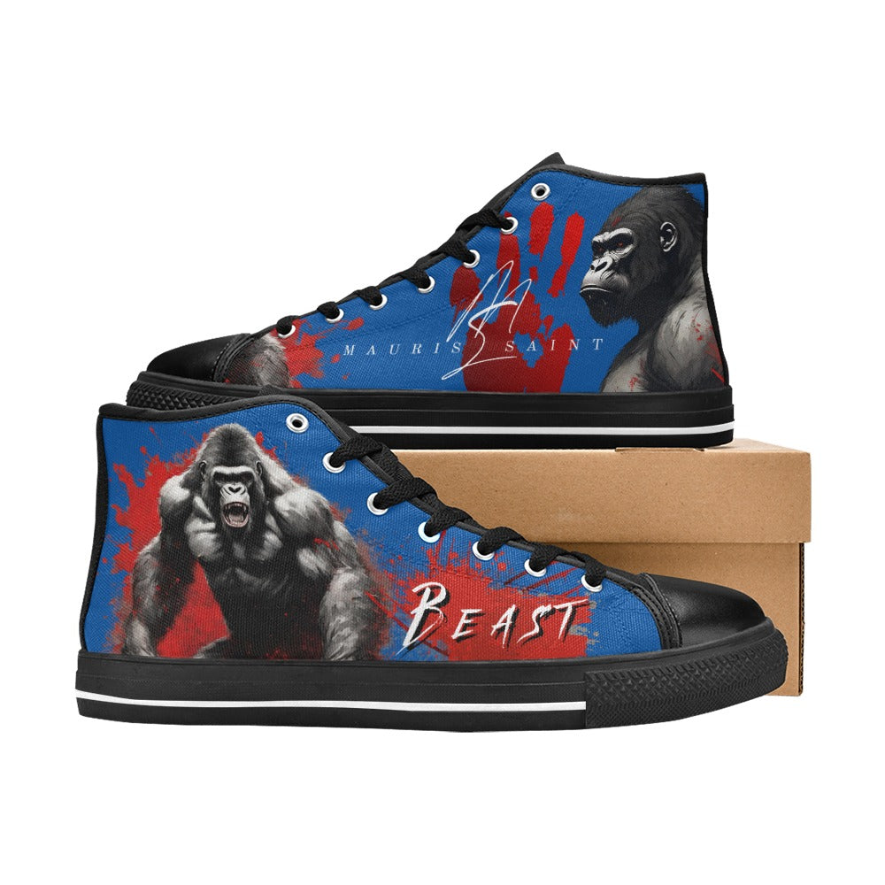 GORILLA - BEAST - BLUE - HIGH TOP CANVAS MEN'S SHOES ⭐⭐⭐⭐⭐