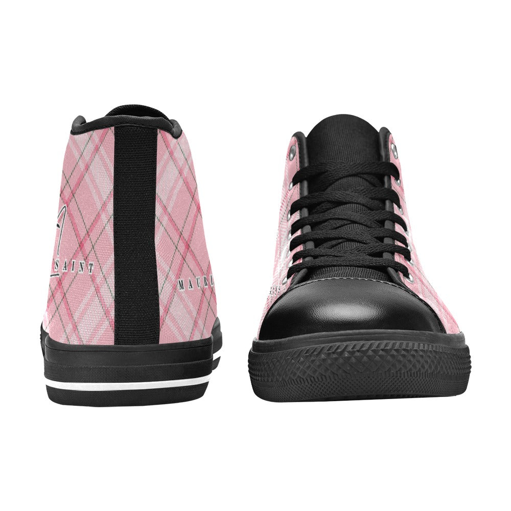 PINK PLAID - HIGH TOP CANVAS WOMEN'S SHOES ⭐⭐⭐⭐⭐