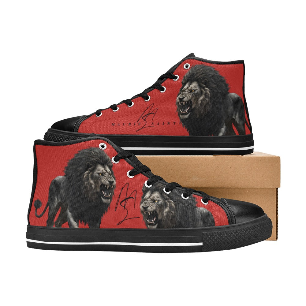 LION - RED - HIGH TOP CANVAS MEN'S SHOES ⭐⭐⭐⭐⭐