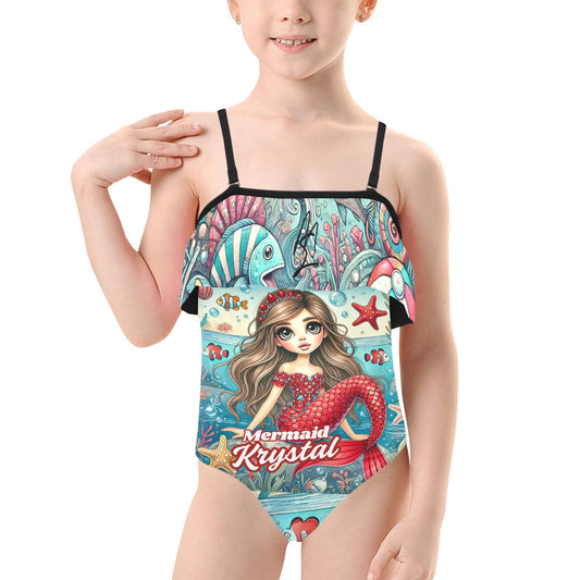 Mermaid Krystal's Special Edition 1 – Girls, Spaghetti Straps, Ruffle Swimsuit ⭐⭐⭐⭐⭐
