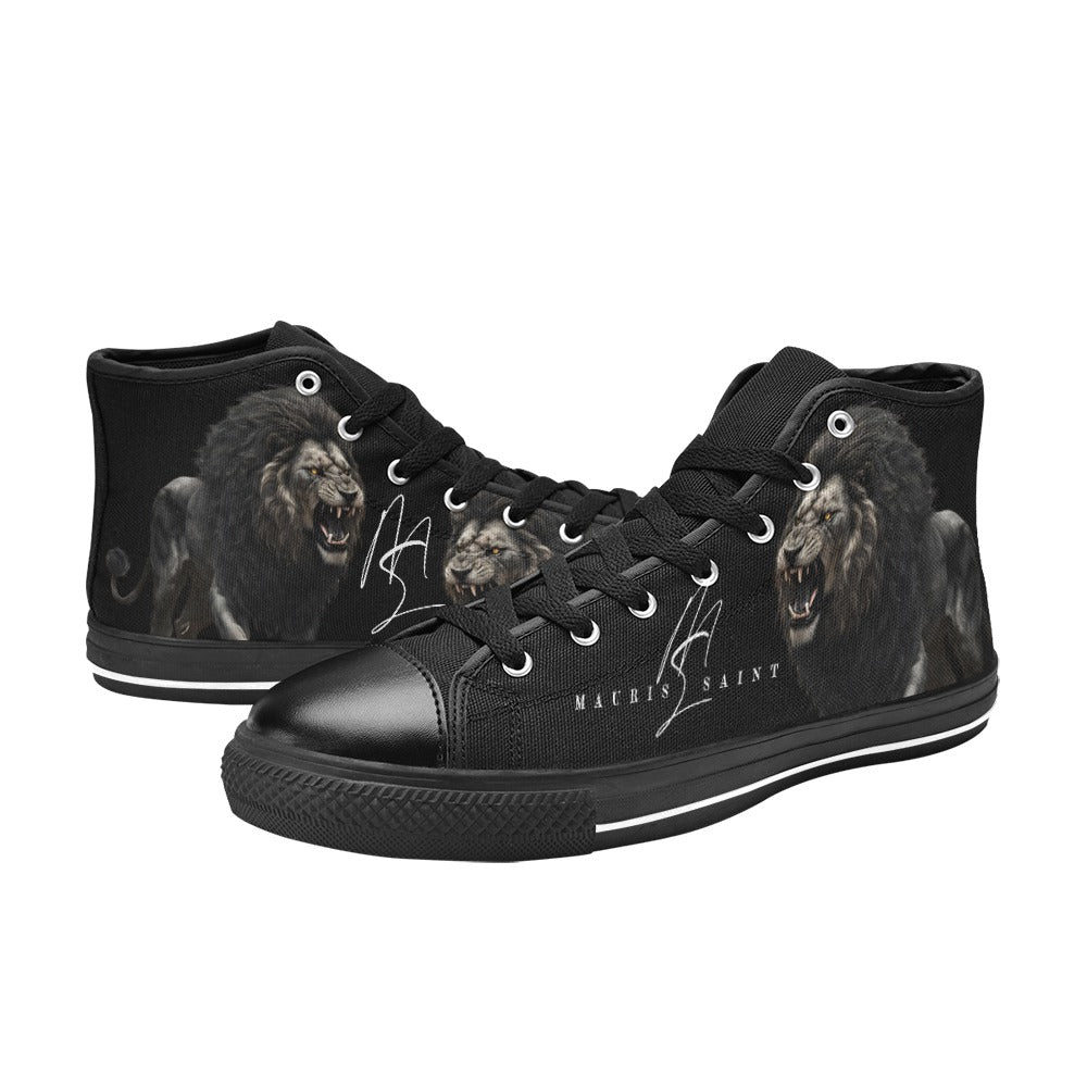 LION - BLACK- HIGH TOP CANVAS MEN'S SHOES ⭐⭐⭐⭐⭐