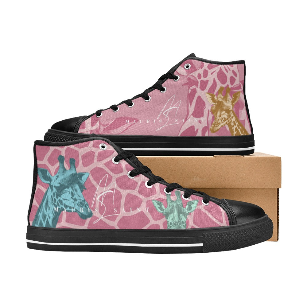 PINK GIRAFFE - HIGH TOP CANVAS WOMEN'S SHOES ⭐⭐⭐⭐⭐