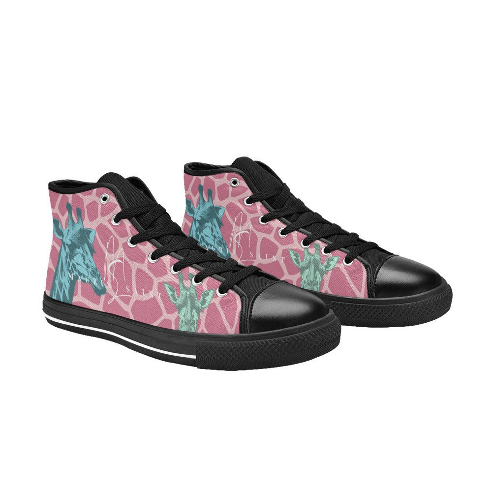 PINK GIRAFFE - HIGH TOP CANVAS WOMEN'S SHOES ⭐⭐⭐⭐⭐