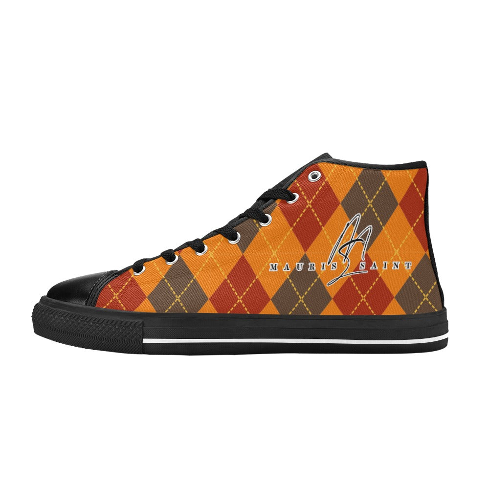 PUMPKIN SPICE PLAID - HIGH TOP CANVAS WOMEN'S SHOES ⭐⭐⭐⭐